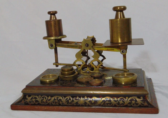 Rare 19th C  Sampson Mordan & Co London Boulle Marquetry Balance Postal Scale