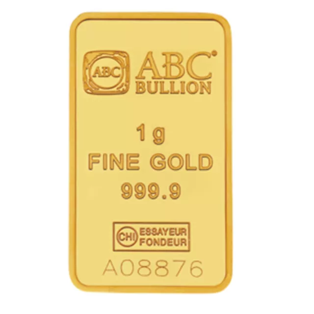 1 gram 999.9 Fine Gold ABC Bullion Minted Tablet Ingot Bar Sealed & Certified 2