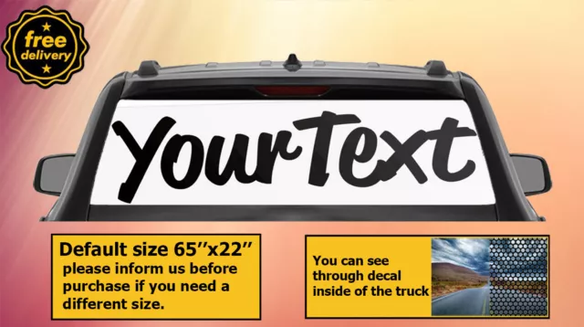 YOUR TEXT Custom Text Rear Window Perforated Decals Stickers Printed Vinyl Auto