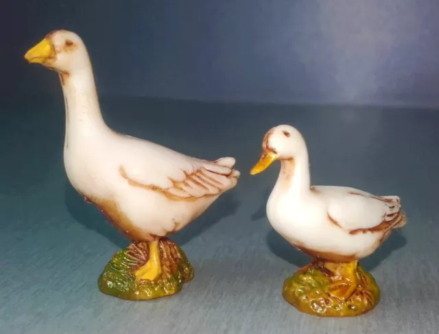 2 ENTE GANS DUCK GOOSE ELASTOLIN HAUSSER ITALY PF ? KRIPPENFIGUR 70er HANDBEMALT