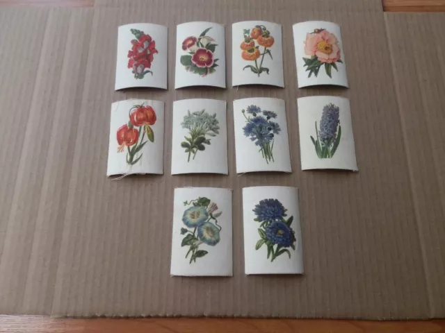 10 x B. Morris Silk 1915 English Flowers Cigarette Cards. A Series of 50  (2)