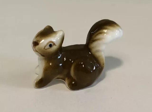 Vintage Small Squirrel Figurine Tiny Petite Miniature Brown Ceramic