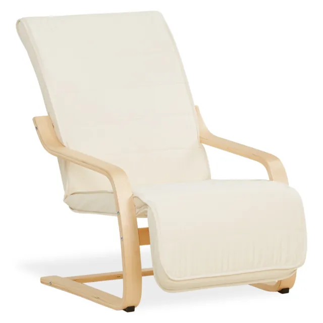 Fauteuil relax avec repose-pieds Chaise longue Naturel relaxant bois Homestyle4u