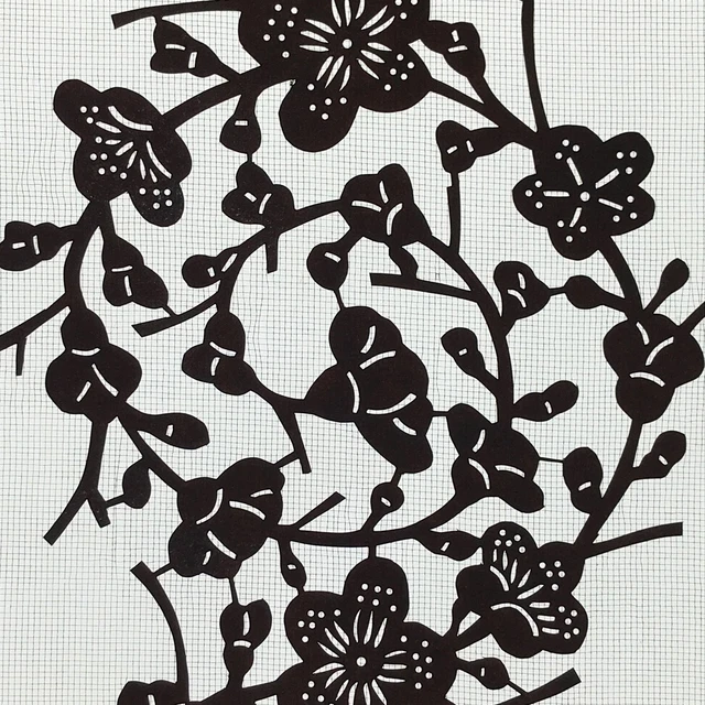 Antique Japanese Katagami Paper Kimono Stencil Katazome Ume Plum Blossom A619
