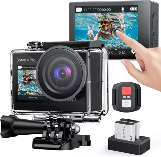 AKASO Brave 4 Pro 4K Action Camera 2‘’ Touch Screen Underwater Waterproof Camera