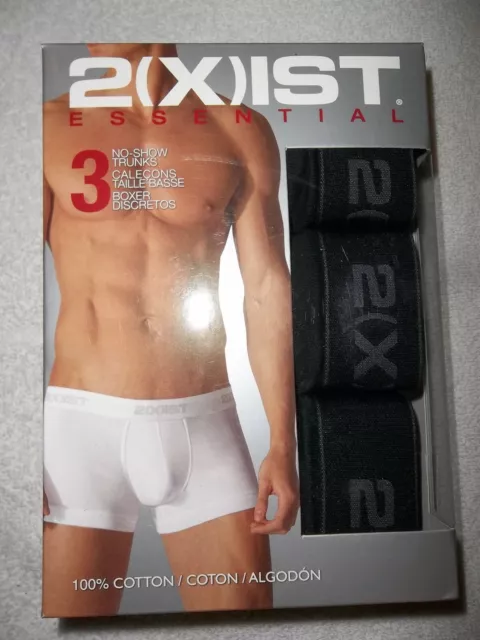 NWT 2(X)IST Essential no-show trunk black size S 3-pack 100% cotton 2xist