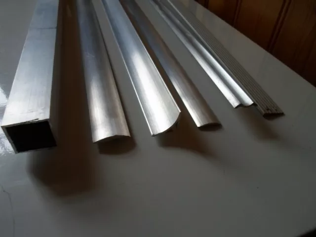 Aluminium Section Mouldings Trim 1m or 80cm Lengths Various Profiles Sold Singly