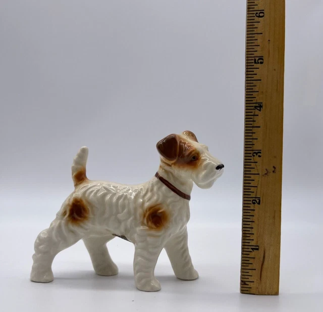 Vintage Fox Terrier Dog Standing Porcelain Figurine Mid Century Japan-A7