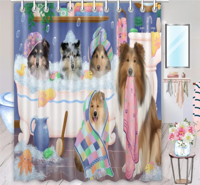 Halloween Rough Collie Dog Shower Curtain Bathtub Screens Personalized Hook