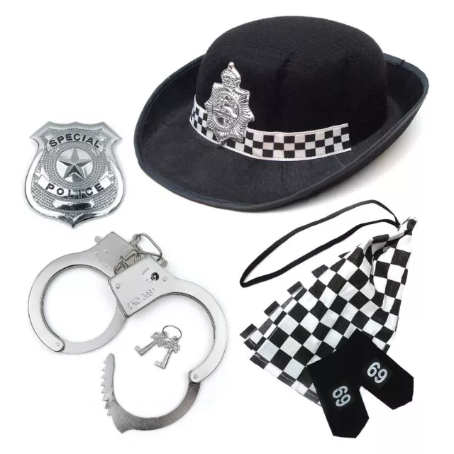 Police Woman Outfit Hat Badge Handcuffs Scarf Hen Party Do Fancy Dress Costume