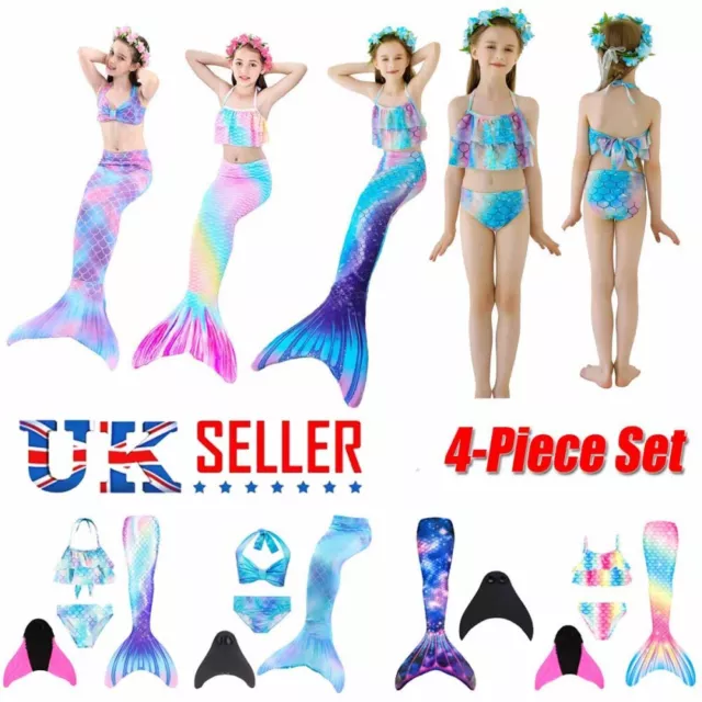 Mermaid Tail Adult Swimsuit Parent-Child Kid Women Swimsuit Clothing Swimwear UK