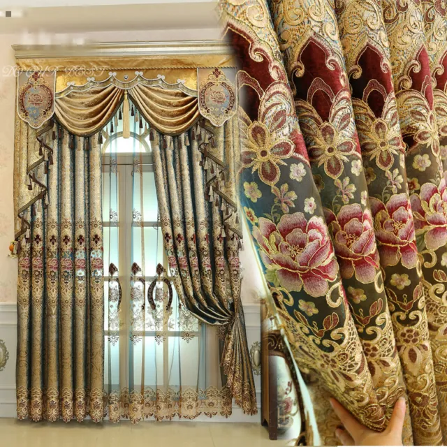 European luxury golden embroidered jacquard cloth curtain tulle valance N247*
