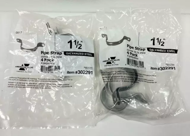 American Valve  1-1/2-Inch Galvanized 2-Hole Pipe Strap 2-Pack Item #302291-NEW