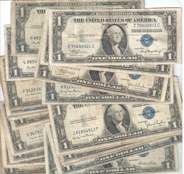 🔥 $1 1935 Silver Certificate Dollar Bill Blue Seal VG-VF Wheat Cent Bonus -Read