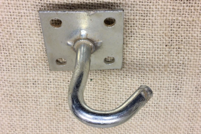 Old Plant Hook Porch Ceiling Wash Line Plate Mount Hanger 1 3/4" Vintage Steel