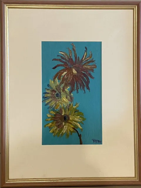 Original Oil Painting ‘Gerberas’ by Ron Milton Signed And Framed With Mat