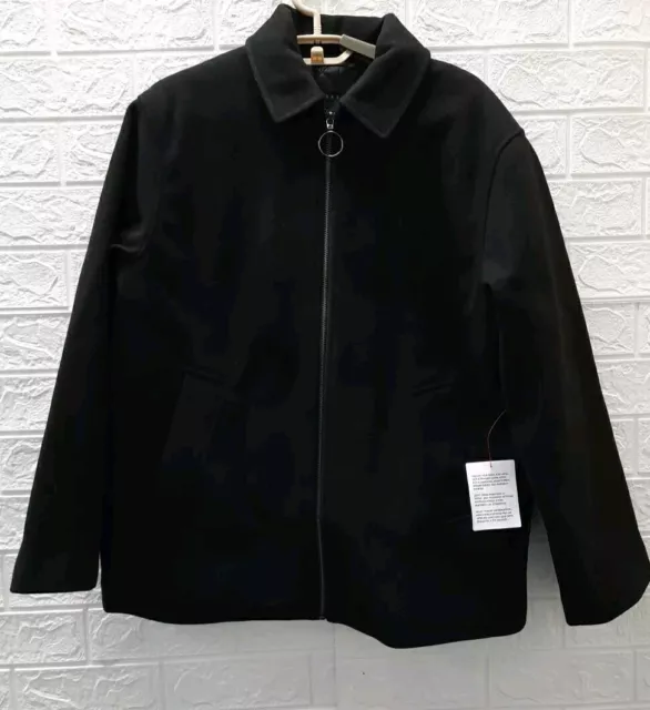 New ASOS DESIGN Full Zip Quilt Lined Harrington Collard Jacket Black Size 2