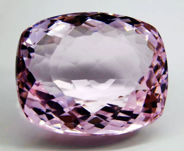 Natural 87+Cts Certified Cushion Cut Translucent Brazilian Pink Kunzite Gemstone