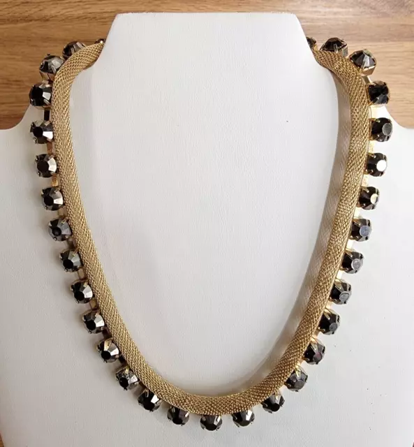 Steve Madden Gold Tone Rope Necklace Rhinestones 16 Inches Long