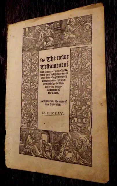 1549-Matthews-Tyndale Bible The Original New Testament Title Page-Folio-Rare