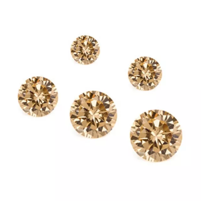 Light Champagne 6Mm Round Brilliant Cut Cubic Zirconia Loose Gems