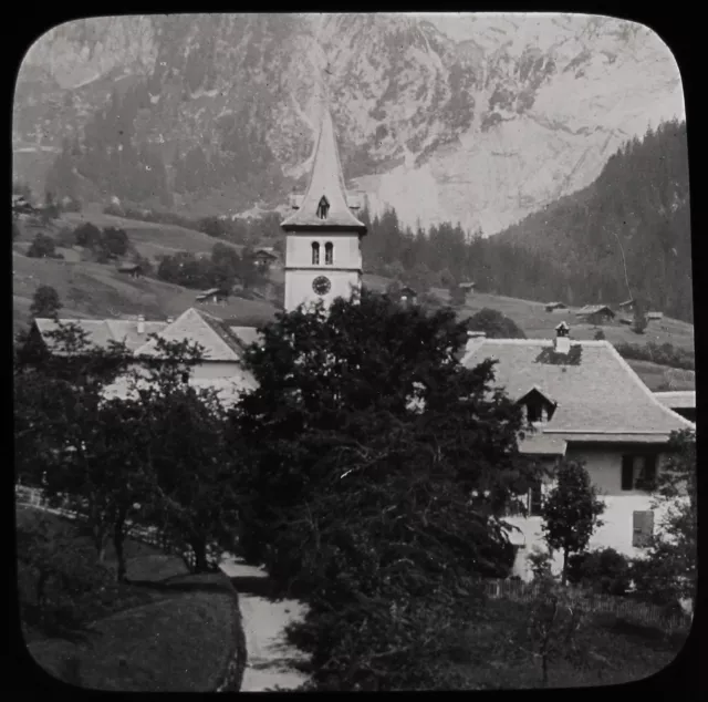 Glass Magic Lantern Slide ZWINGLAIN CHURCH C1910 OLD PHOTO SWITZERLAND