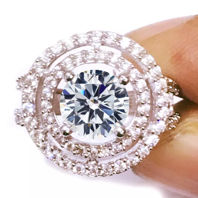 5.22 Ct Vvs1.;Ice G-H White Moissanite Diamond Silver Engagement RING Size 7