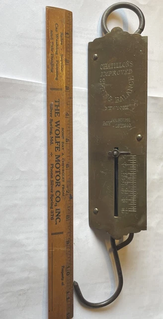 ANTIQUE CHATILLON IMPROVED Hanging Spring Balance Scale New York 50lb ...