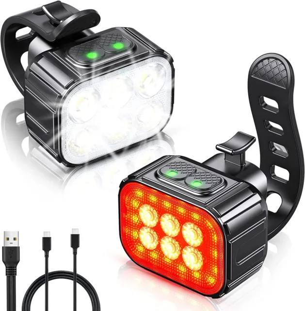 LED Akku Fahrradlicht Set USB Vorne Hinten Lampe Fahrradbeleuchtung Scheinwerfer