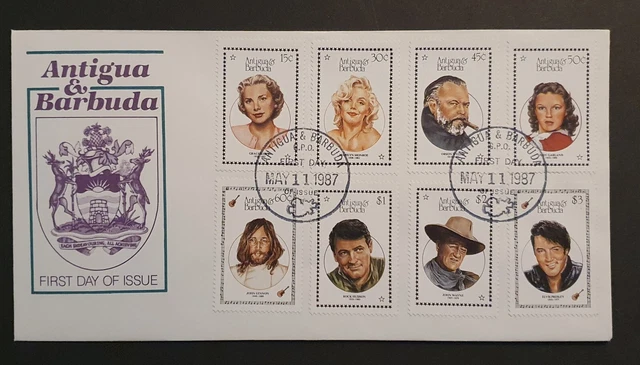 ANTIGUA & BARBUDA stamps 1987 Entertainers set of 8 first day cover £5. ...