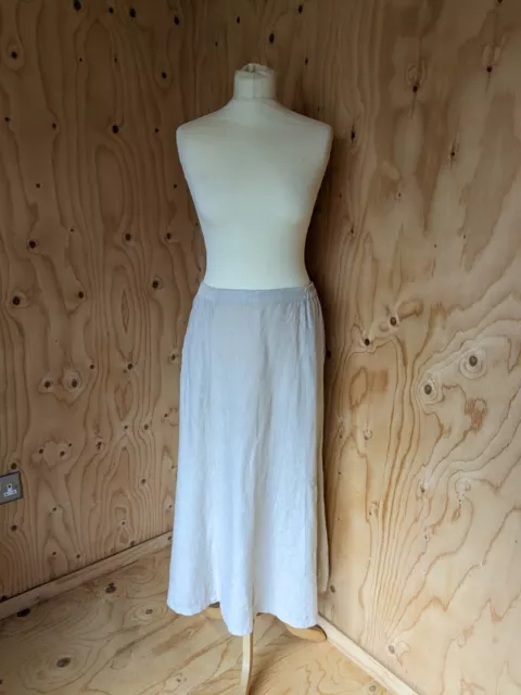 ELEMENTE CLEMENTE Beige Stone 100% Linen Maxi Skirt Size 2 UK 12 14 16 Flared