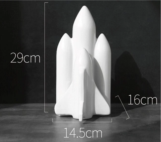 Nordic Ceramic Rocket Statue Sculpture Figurine Tabletop Home Office Decoration