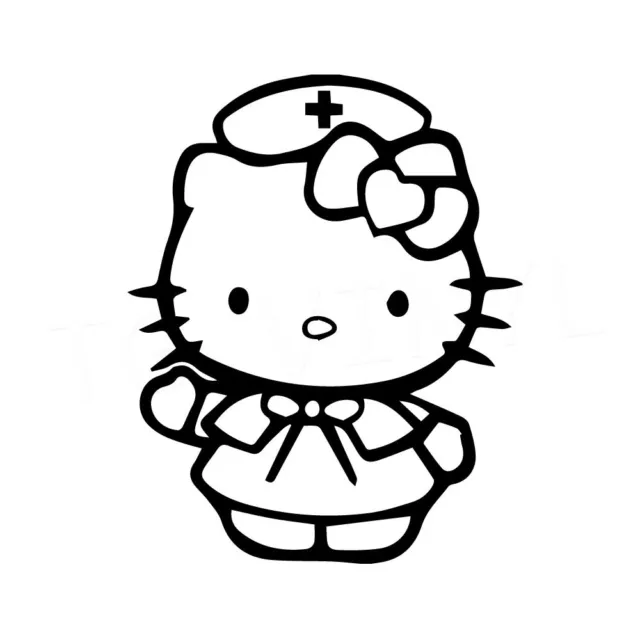 5" HELLO KITTY NURSE Vinyl Decal Sticker Car Window Laptop Doctor Hospital Medic