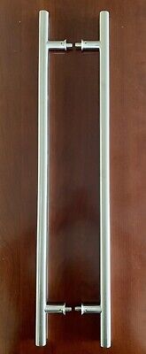 Modern Ladder Style Push/Pull Door Handles (Pair) 30"L Satin Stainless Steel