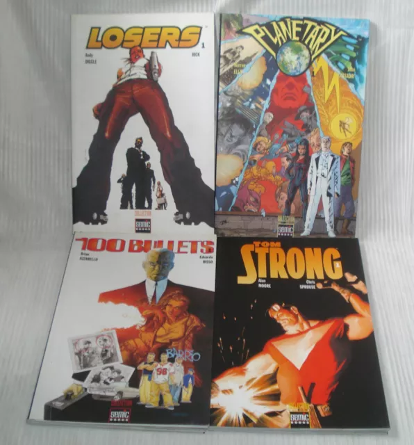 LOT 4 BD comics Semic : Tom Strong, 100 Bullets, Losers, Planetary - Alan Moore