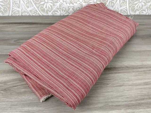 Red White Stripe Micro Corduroy Upholstery Fabric 58"x5+ Yards Textured