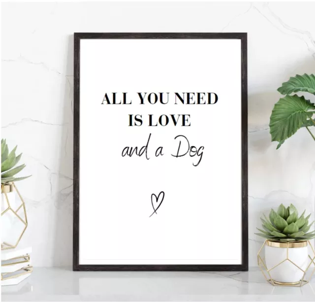 Dog Love Wall Art Poster A4 Pet Print Home Decor Dog Mum Dad Gift