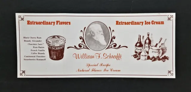 vintage William F SCHRAFFT ICE CREAM paper poster SIGN ad 7"x17" mcm