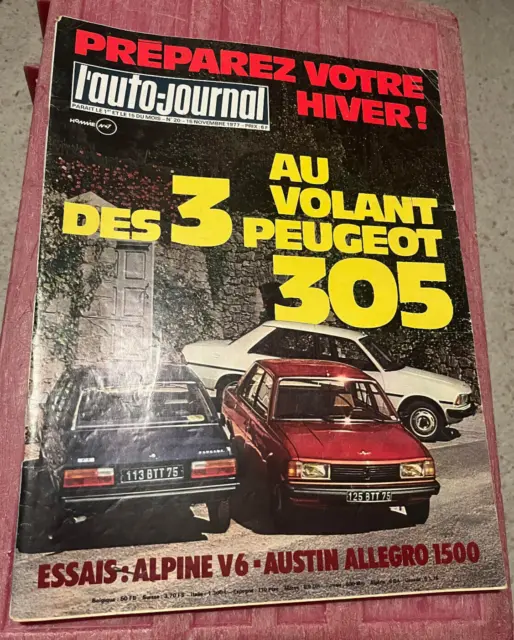 L'auto Journal N°20 Novembre 1977 Des 3 Peugeot