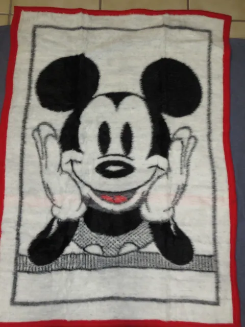 Vintage Walt Disney Company MICKEY MOUSE Baby Blanket ACRYL VELOURS - 40 x 30 in