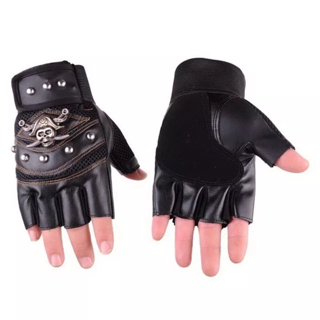 Motorcycle Glove Skull Non-Slip Black Five Fingers Cut Model Skeleton Motorbike