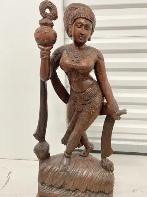 Sculpture Indian statue object wood old character antique style 20th century