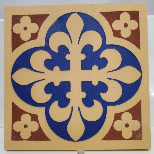 VICTORIAN WESTMINSTER MINTON JOHNSON FLOOR TILE ENCAUSTIC  6"   * lot of 5 !!