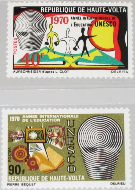 UPPER VOLTA OBERVOLTA 1970 293-94 UNESCO Erziehung Bildung Education Year MNH