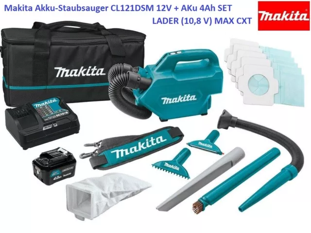 Makita Akku-Staubsauger CL121DSM 12V + AKu 4Ah SET LADER  (10,8 V) MAX CXT NEU!