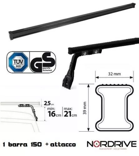 Barre Kargo Acier 150CM + Pied Gouttière Égouttoir REG.16-21CM Universel, 1P