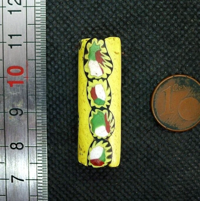 Ancienne Perle De Commerce – Verre Murano Millefiori – 8 Mm – Tube Multicolore