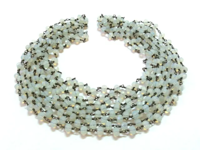 3M Opalite Calcédoine Rondelle Facettes 6mm Perles, Rosaire Perlé Noir Chaîne
