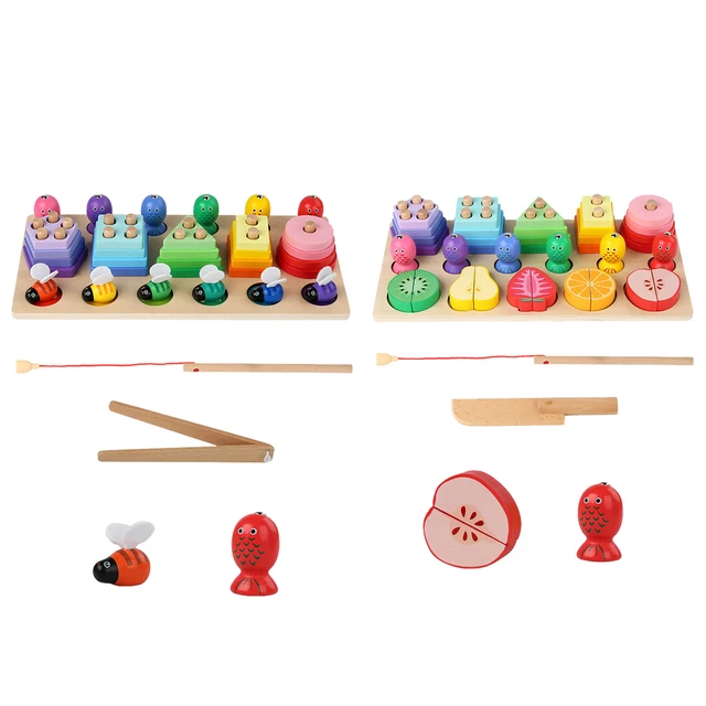 Montessori Toys Wooden Sorting & Stacking Toy 3 in 1 Toddler Educational Toy