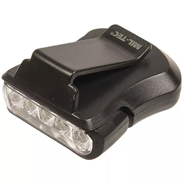 Mil-Tec Clip Light 5 LED schwarz Kopflampe Cap Lampe Molle Hutlampe Klemmleuchte